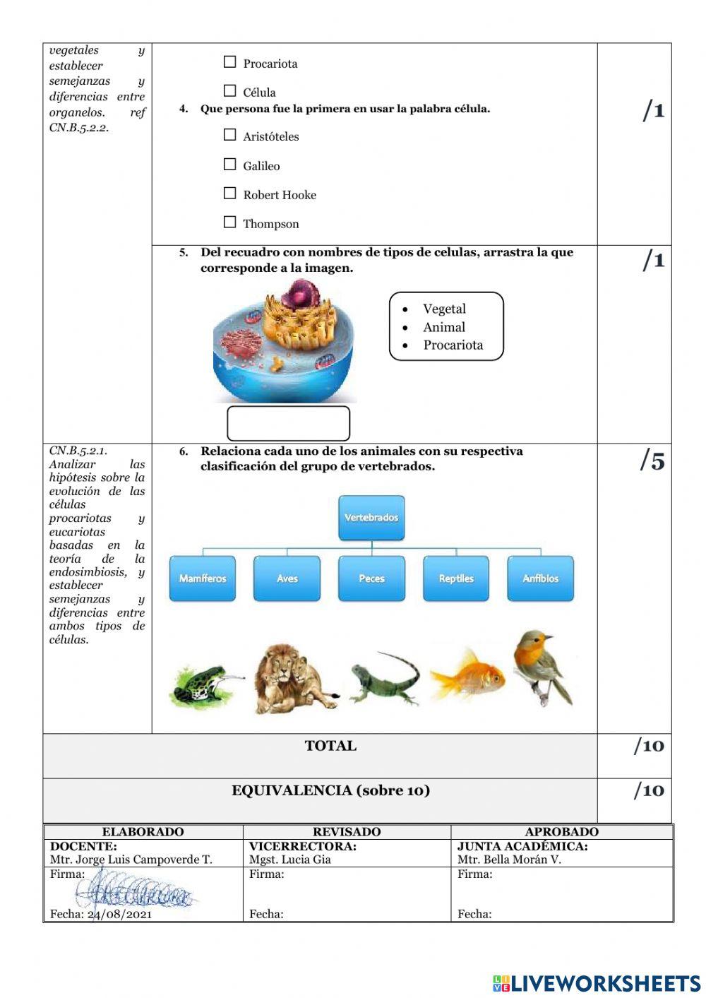 Diagnostico 2do biologia
