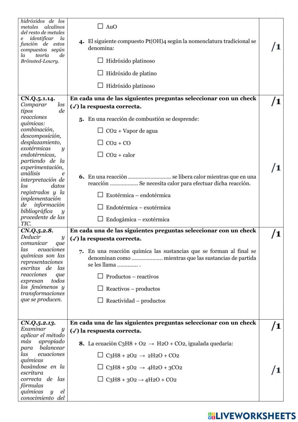Diagnostico 2do quimica
