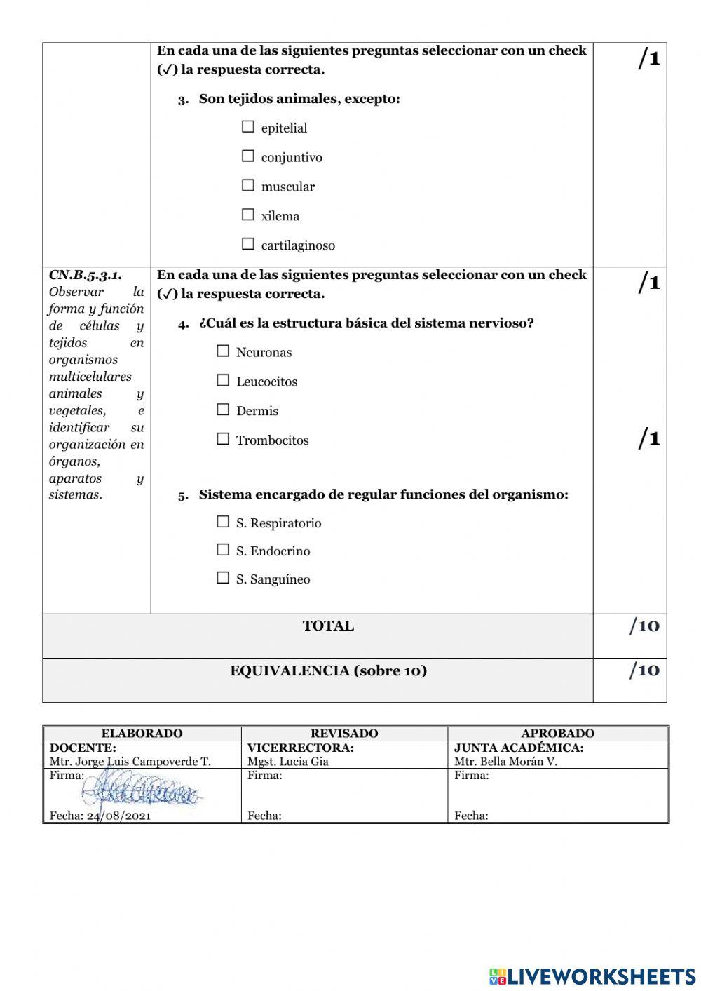 Diagnostico 3ro biologia