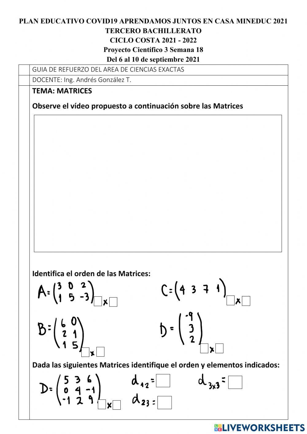 Introducción a las Matrices Introducción a las Matrices