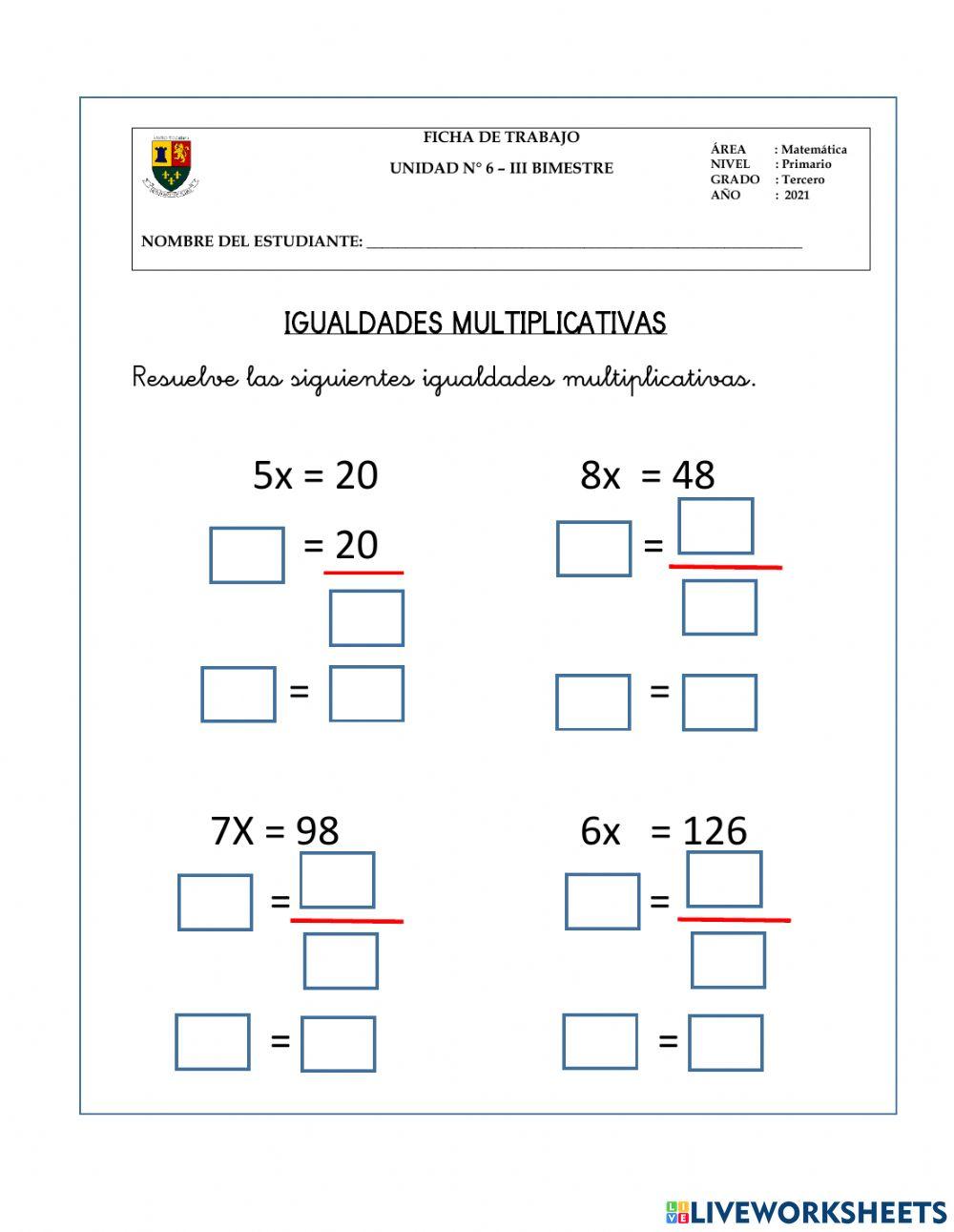 Igualdades multiplicativas