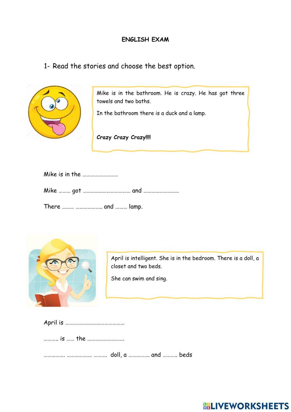 English exam: there is-are food