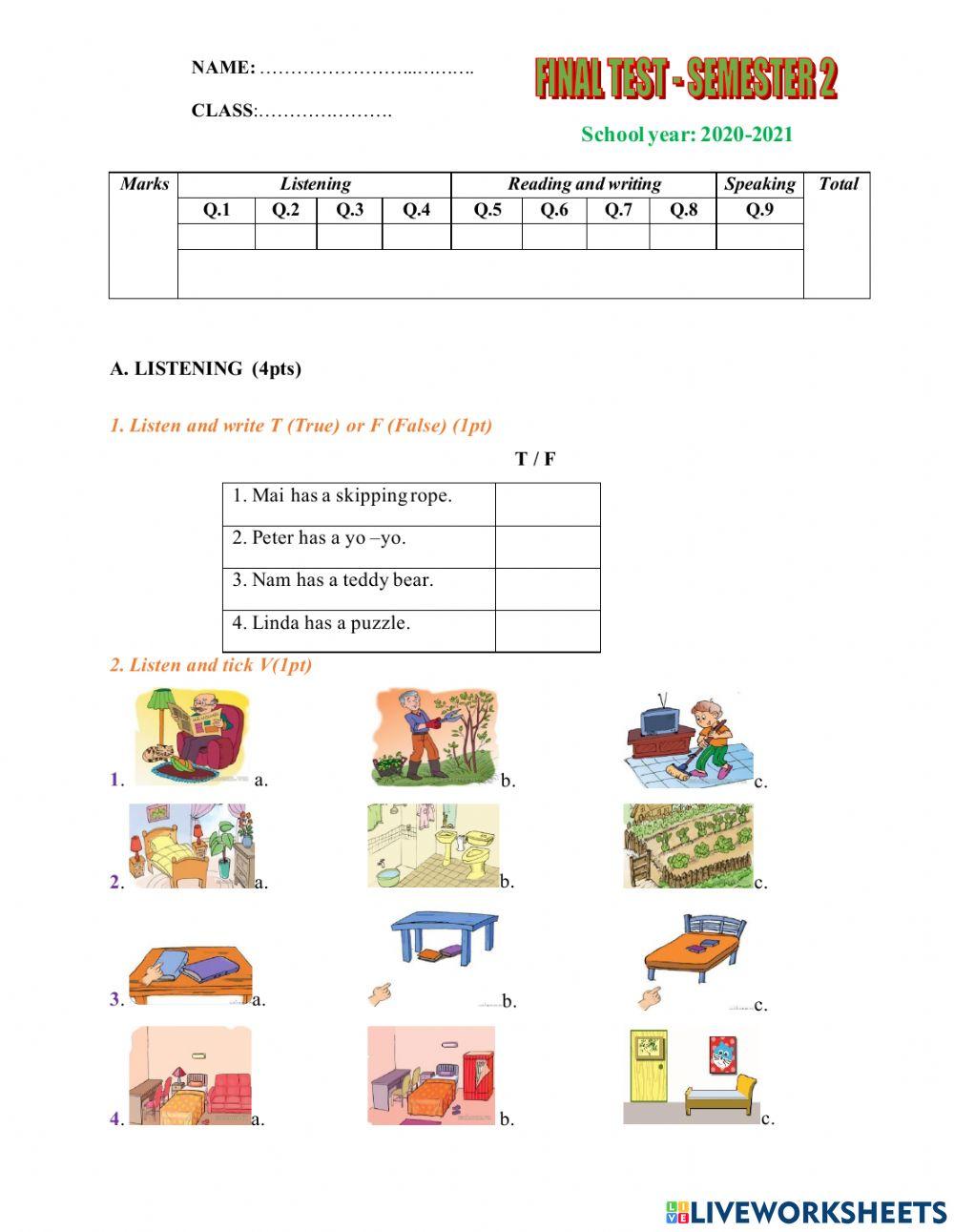 Final test-Listening (4pt)