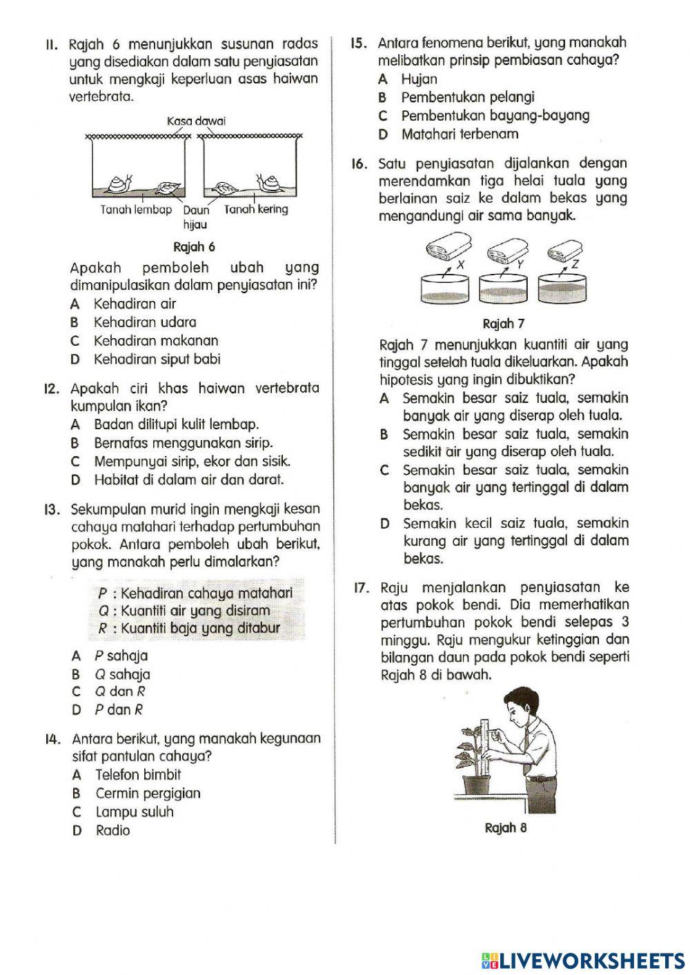 Sains tahun 4 ulangkaji