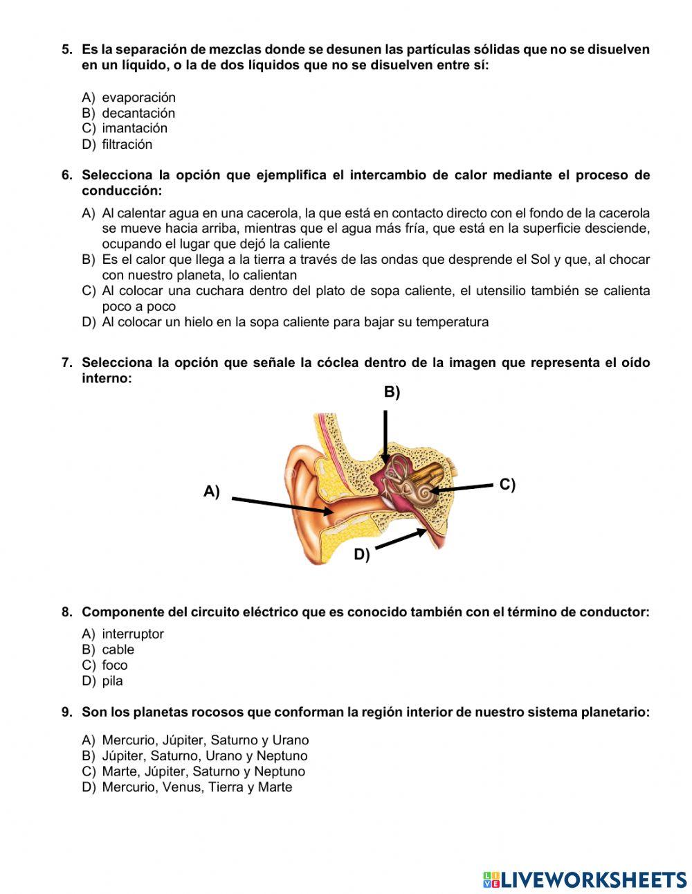 Examen Diagnóstico ciencias Naturales Examen Diagnóstico ciencias Naturales