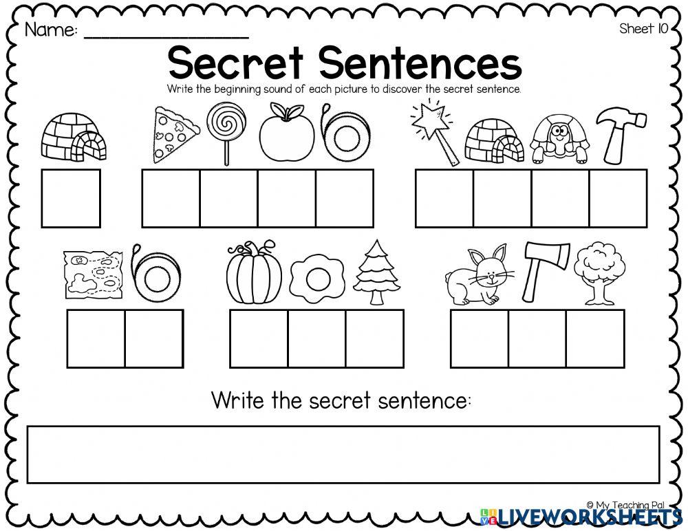 secret sentences online 10 online exercise for | Live Worksheets