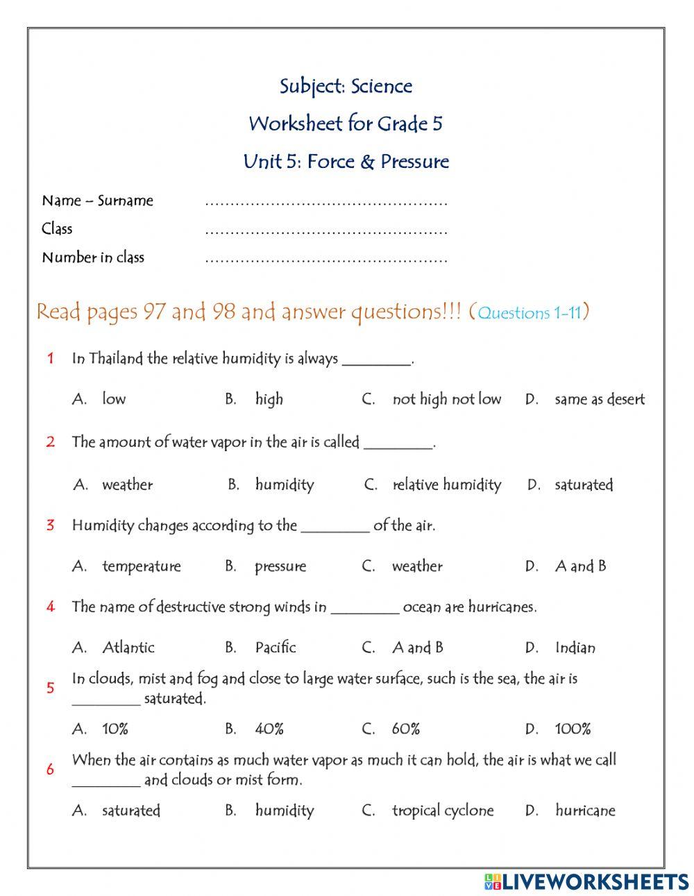 Worksheet