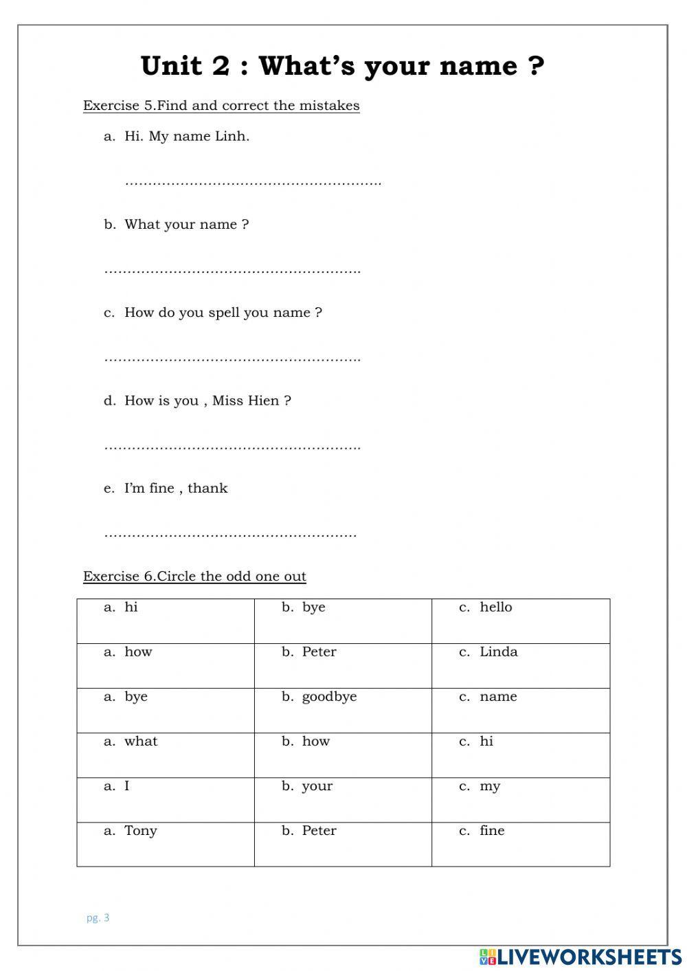 Unit 2:what is your name?