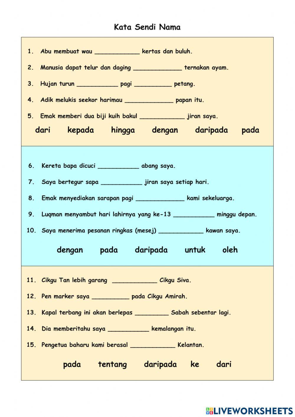 Kata Sendi Nama Kata Sendi Nama