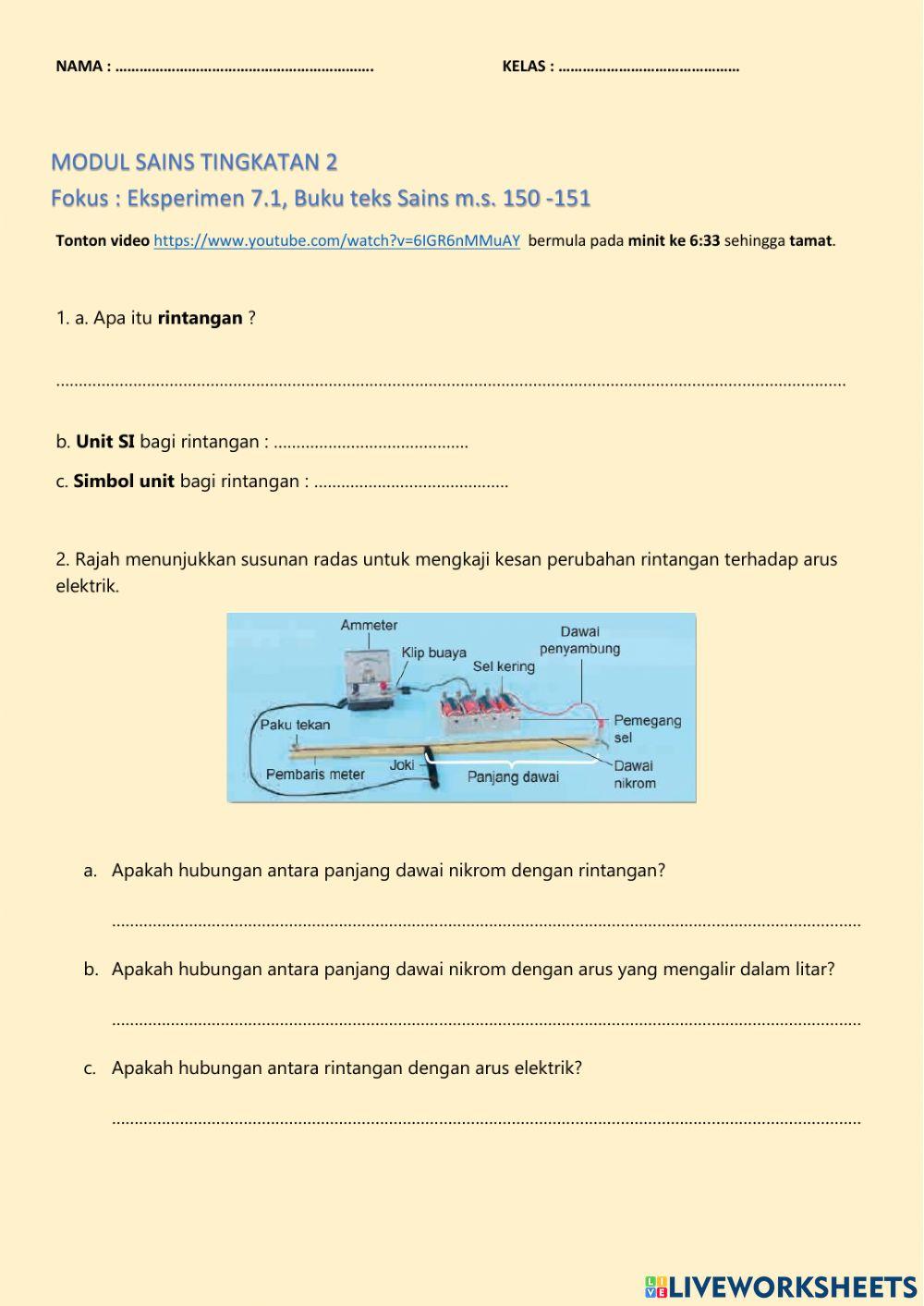 Latihan Bab 7.1 Keelektrikan