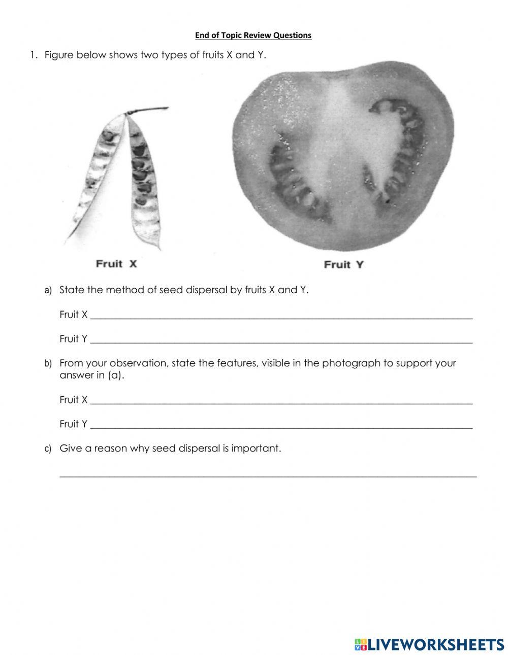 End of Topic Review Questions for Reproduction in Plant