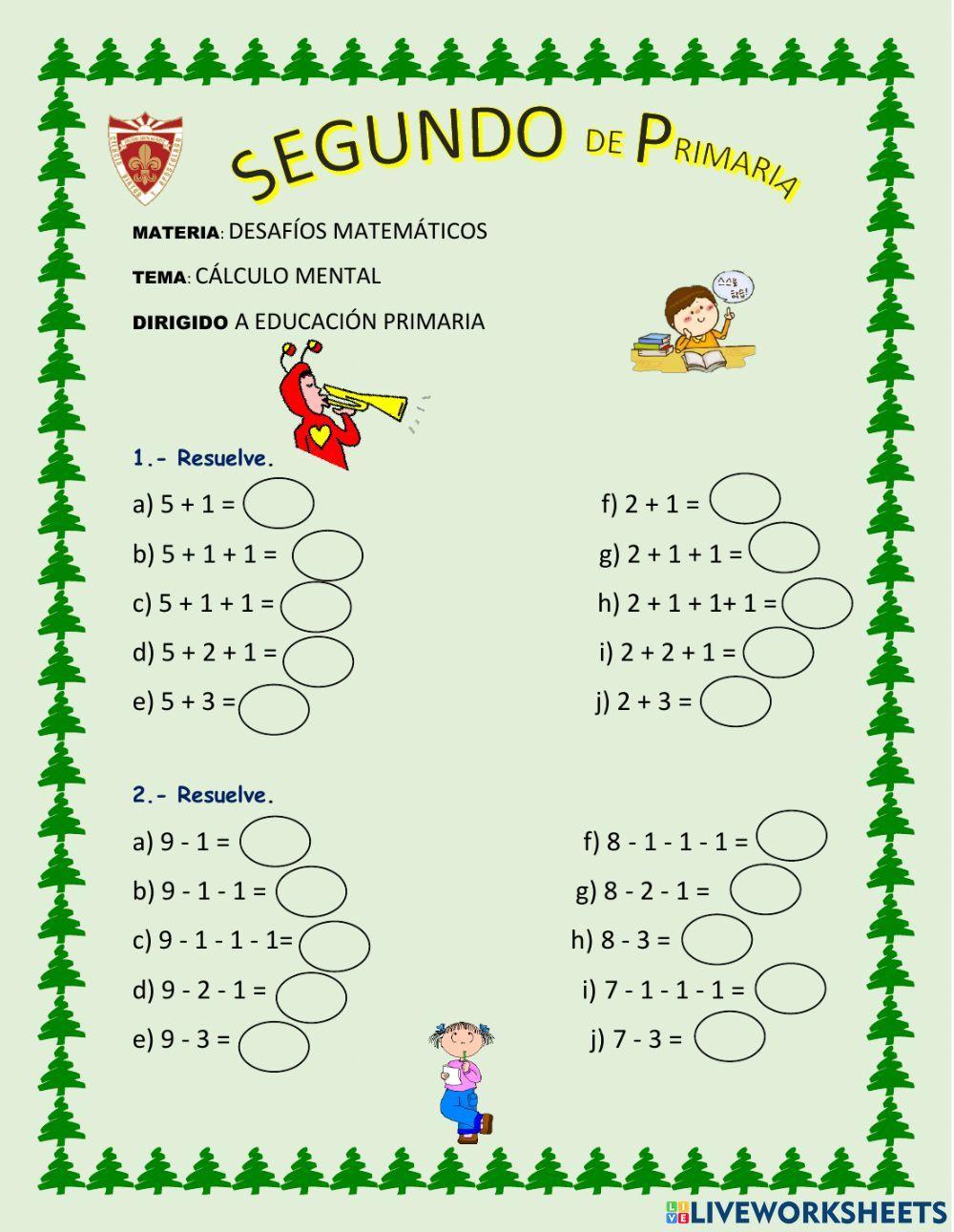 Cálculo mental Cálculo mental