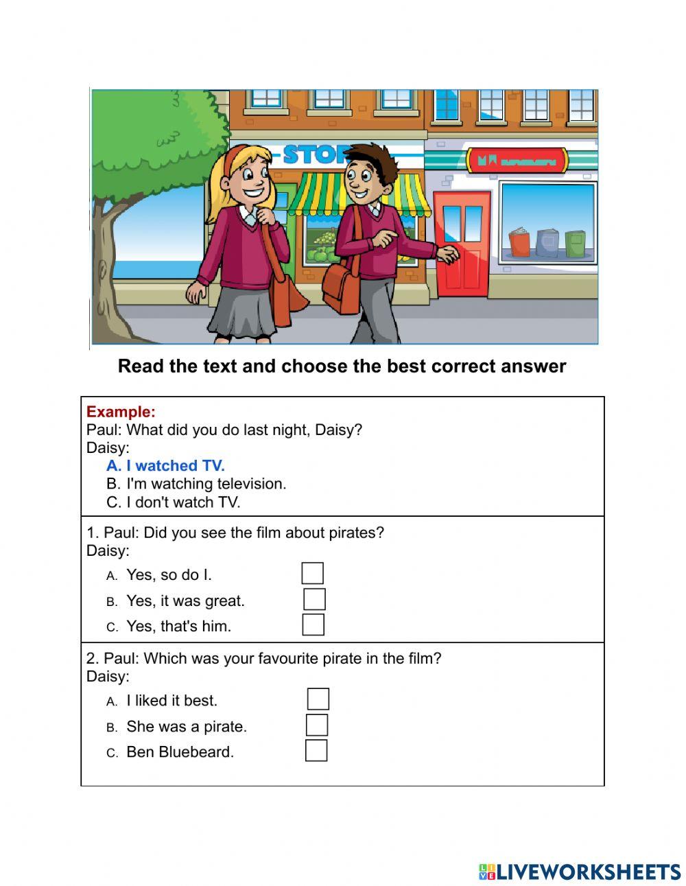 MOVERS R&W Part 2 - Sample Test