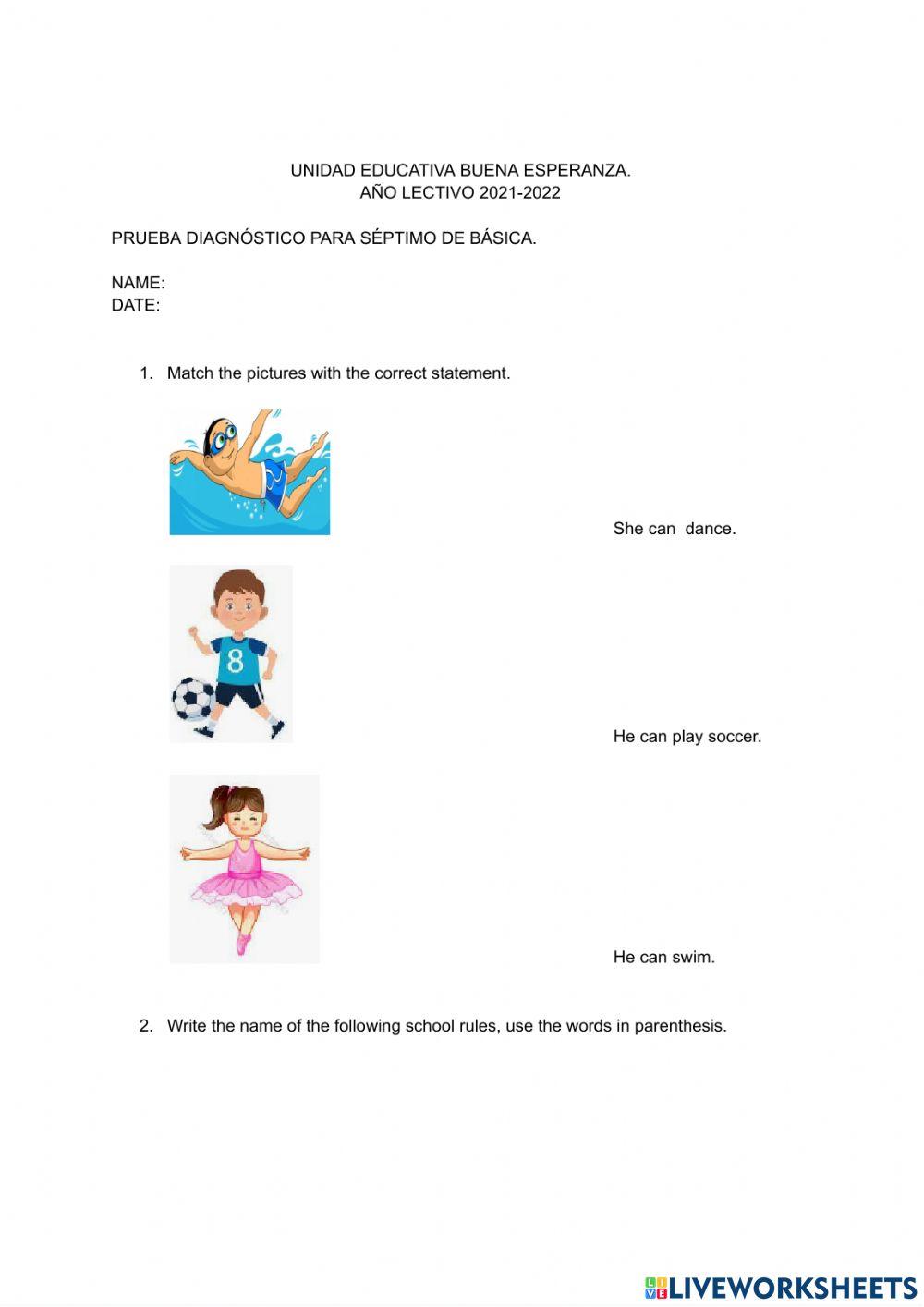 Diagnostic Test- 7th Grade