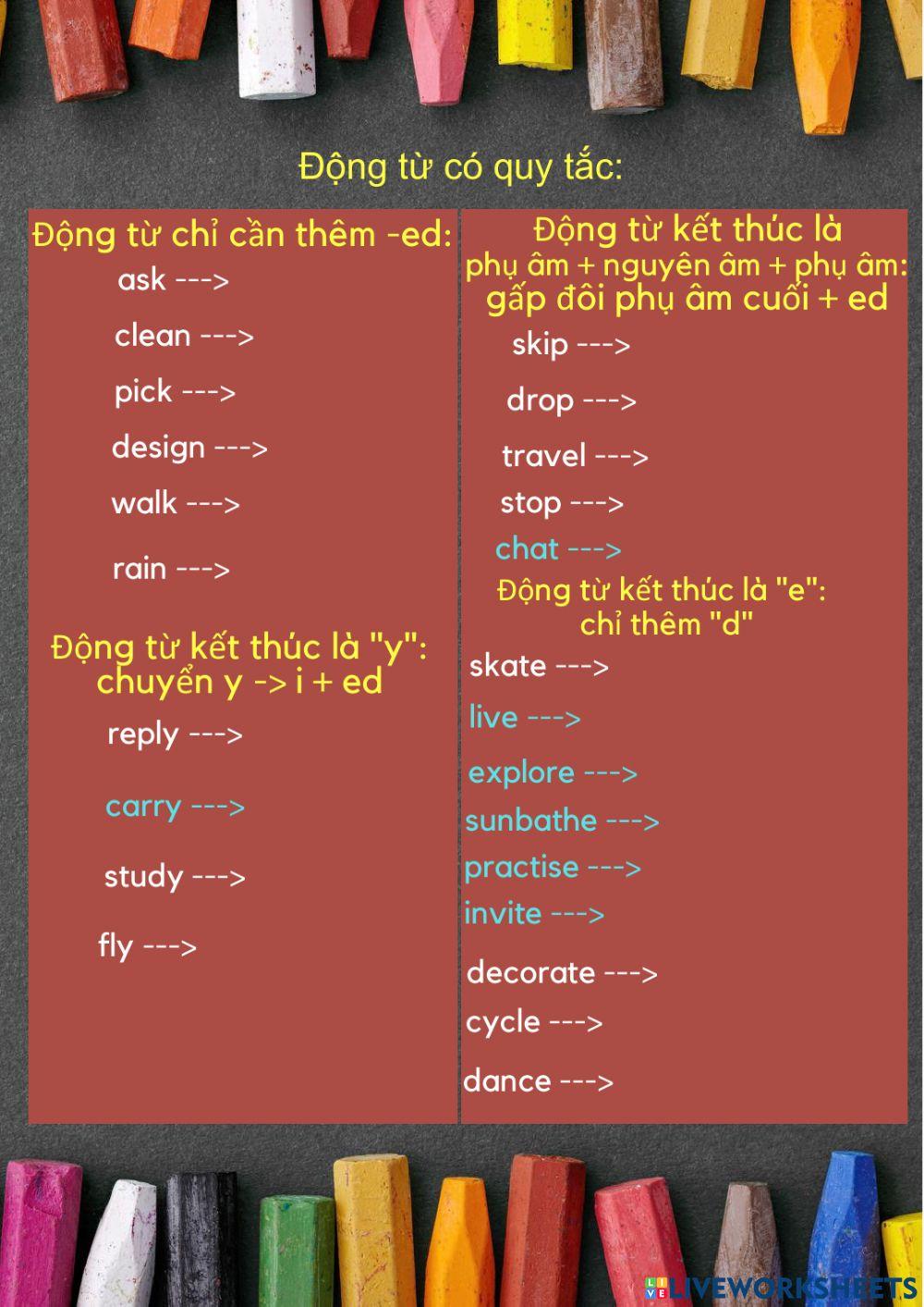 Total verbs for primary school- Simple past tense Total verbs for primary school- Simple past tense