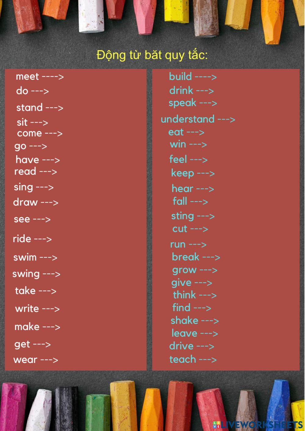 Total verbs for primary school- Simple past tense Total verbs for primary school- Simple past tense