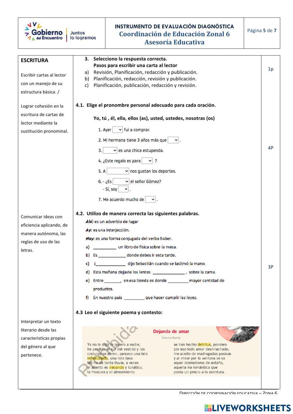 Lengua y literatura diagnóstico décimo