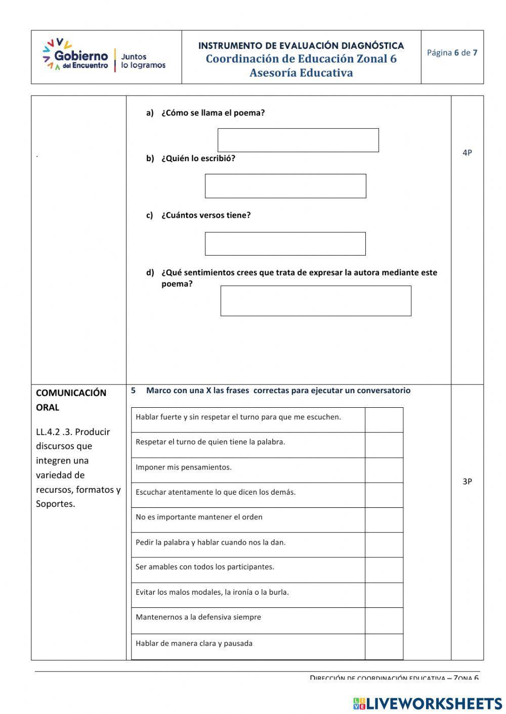 Lengua y literatura diagnóstico décimo
