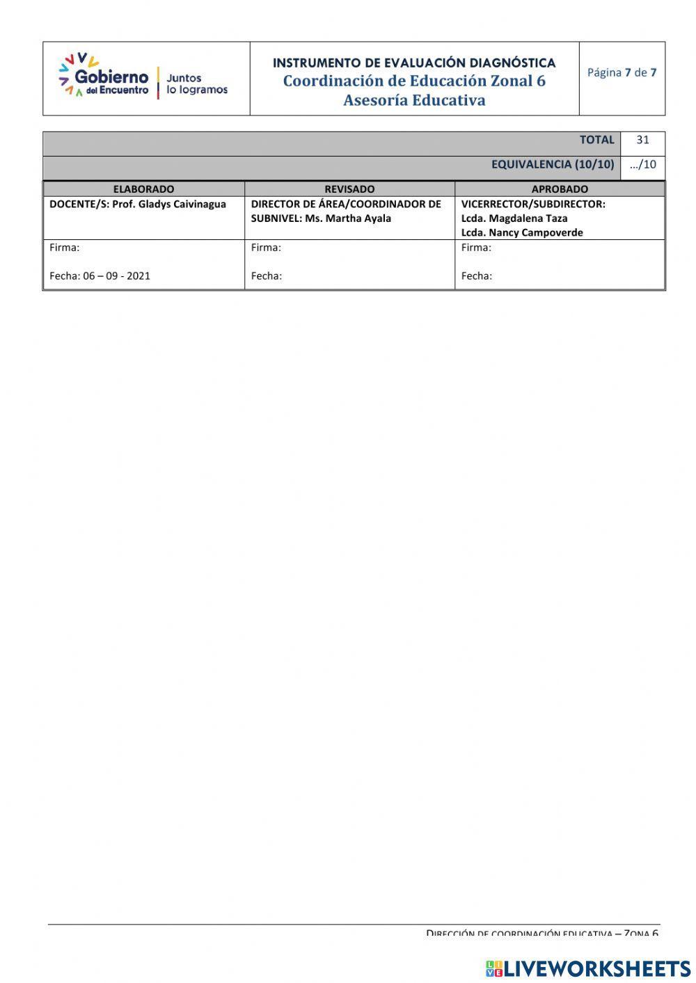 Lengua y literatura diagnóstico décimo