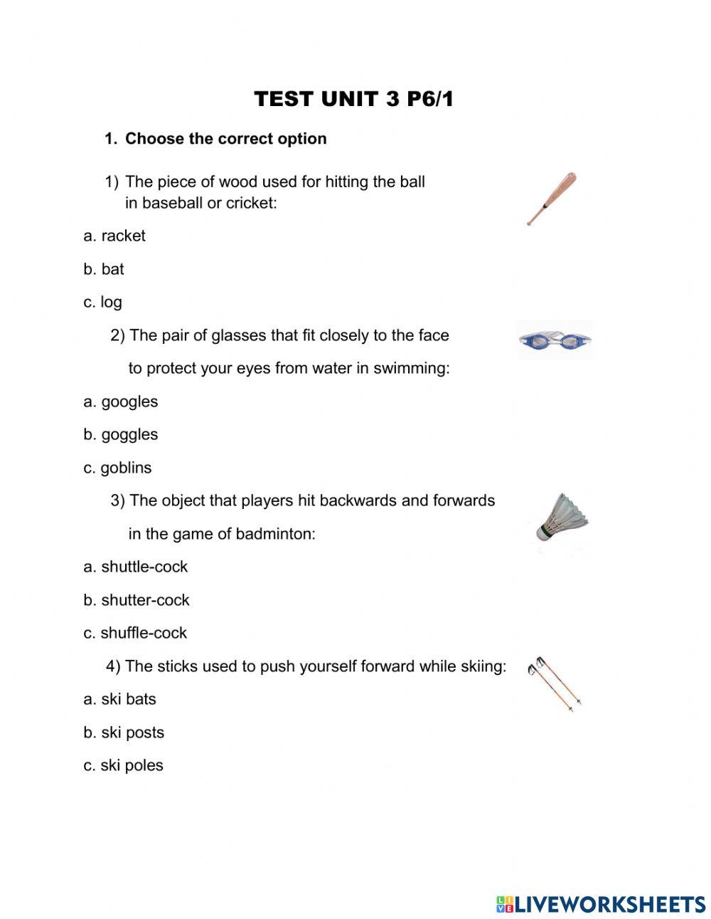 Test Sport Unit 3 P6-1