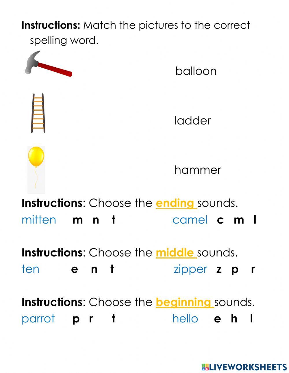 Beginning, Middle, & Ending Sounds