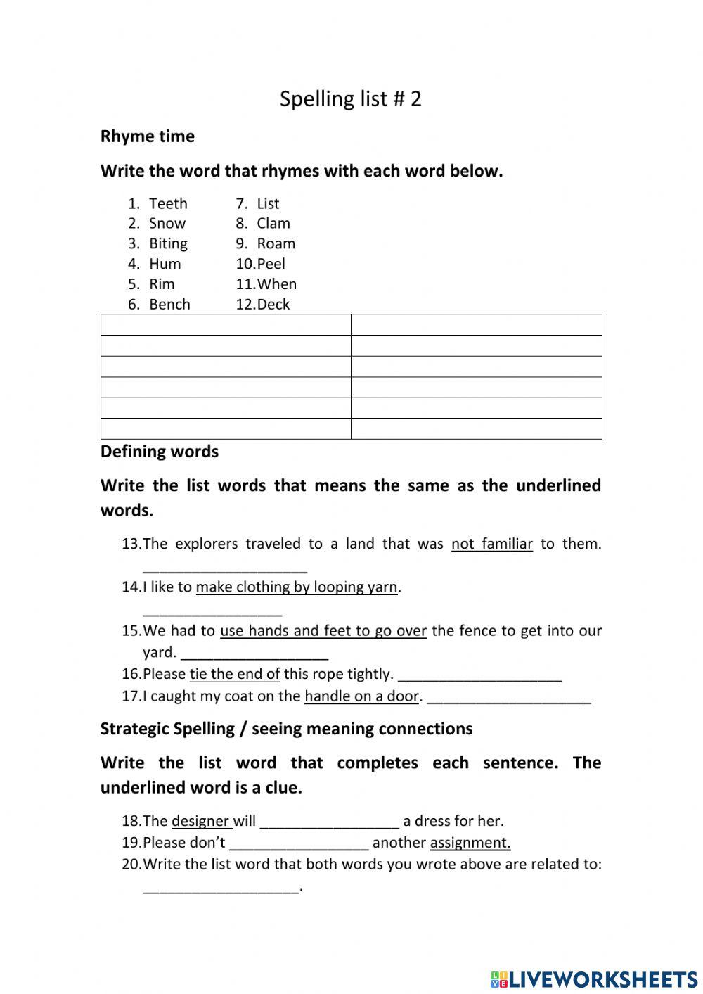 Spelling Spelling
