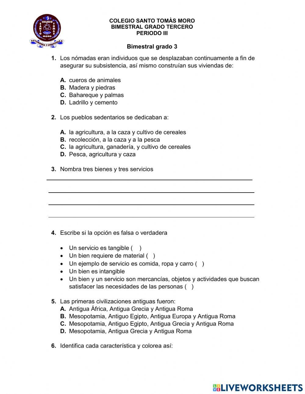 Bimestral grado 3 III