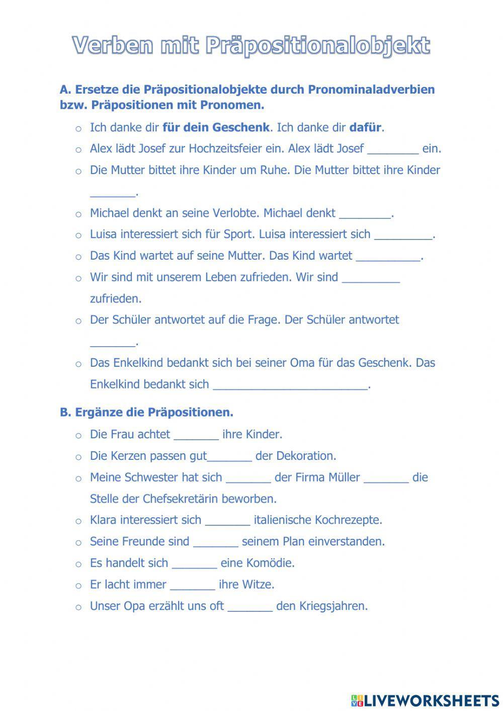 Verben mit Präpositionalobjekt