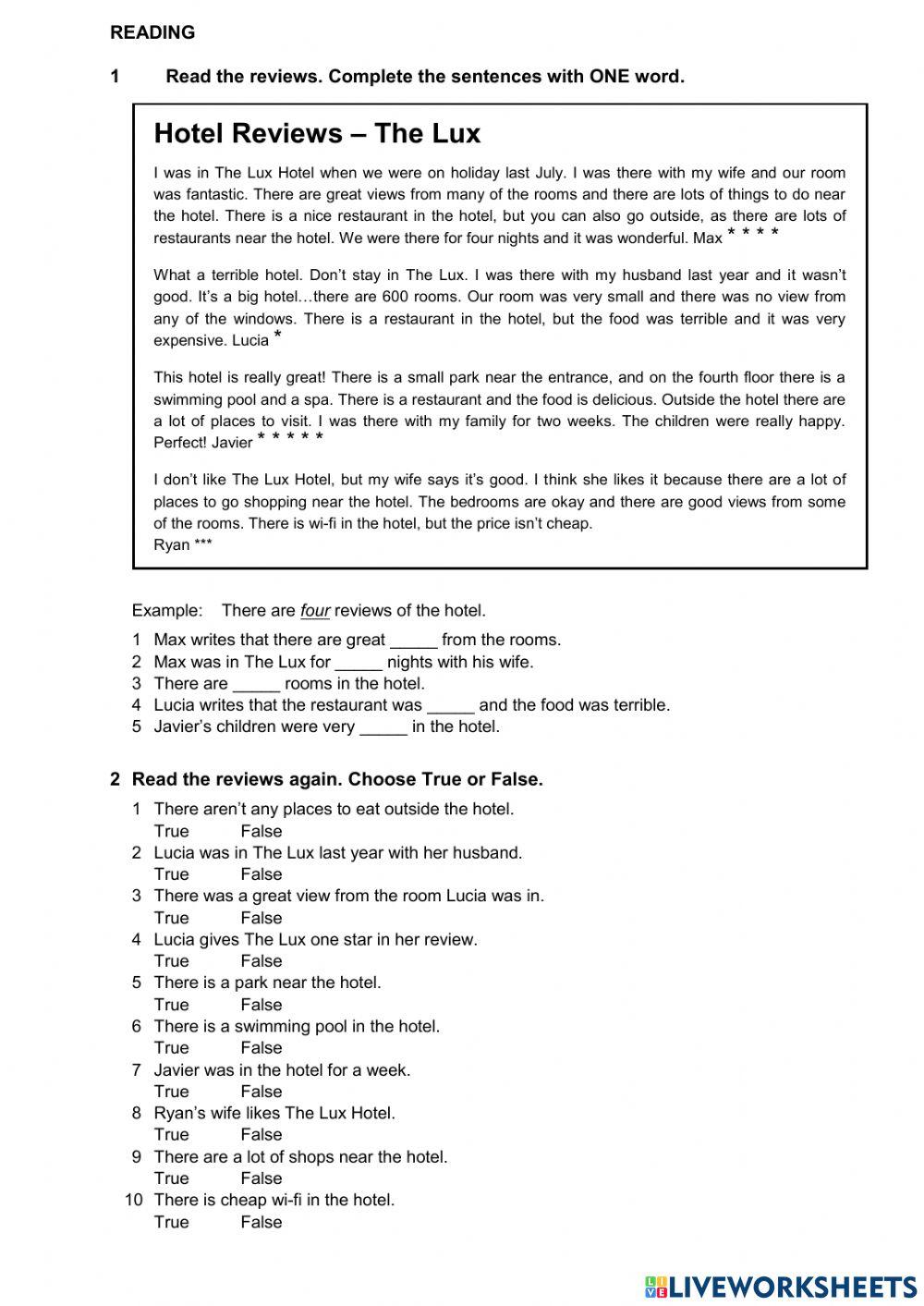 B 10A - hotels, some any, was were, on at in under