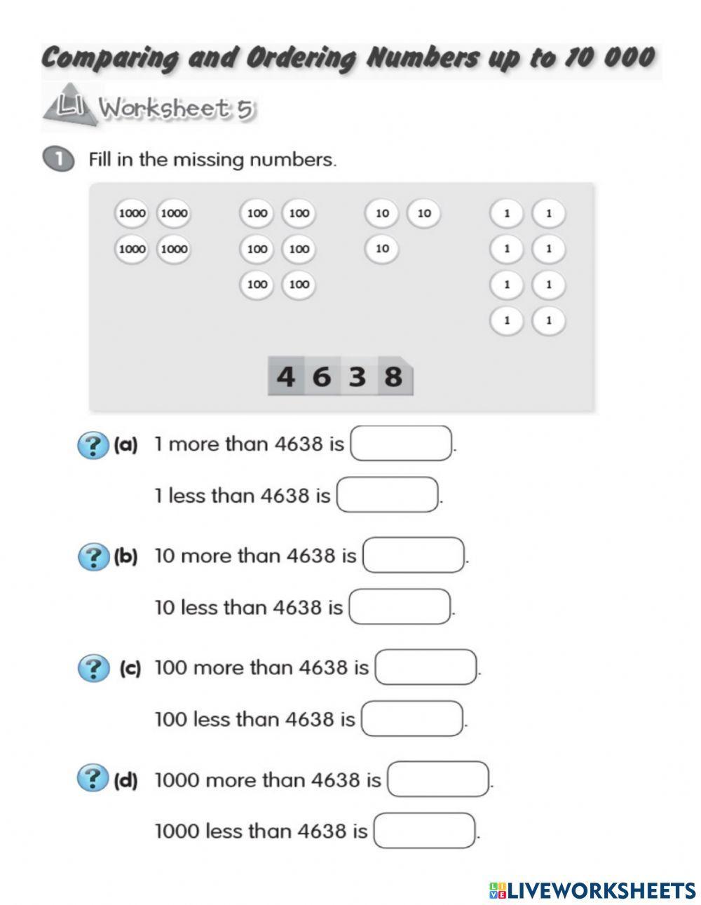 Comparing numbers up to 10 000