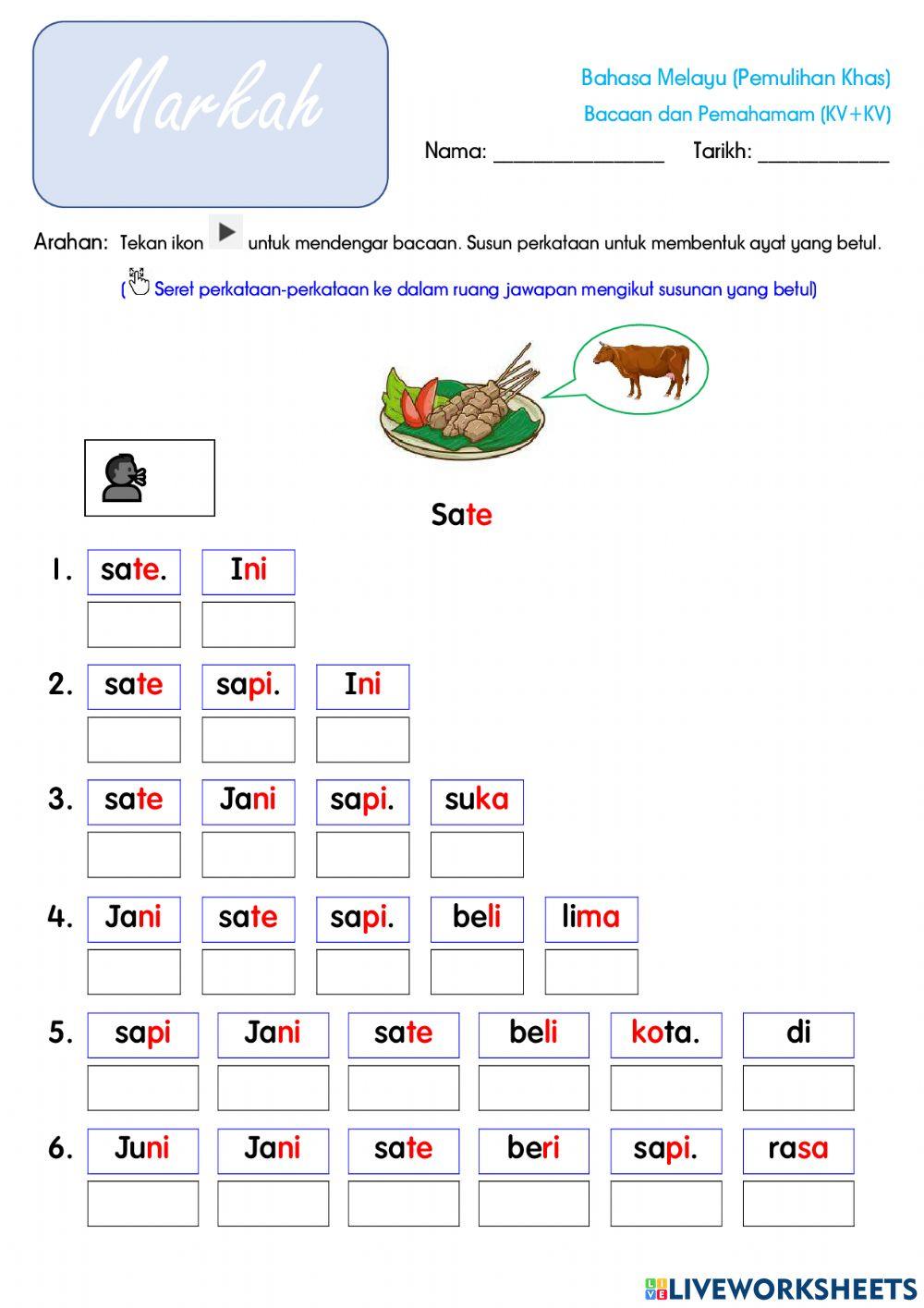 Perkataan KV+KV (Bacaan dan Pemahaman)