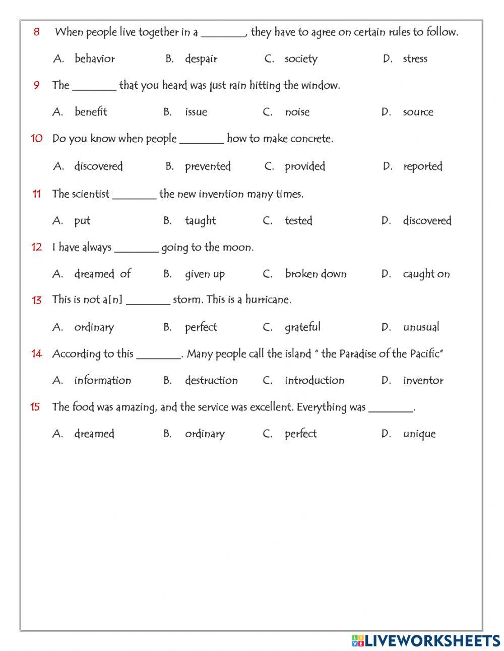 Worksheet