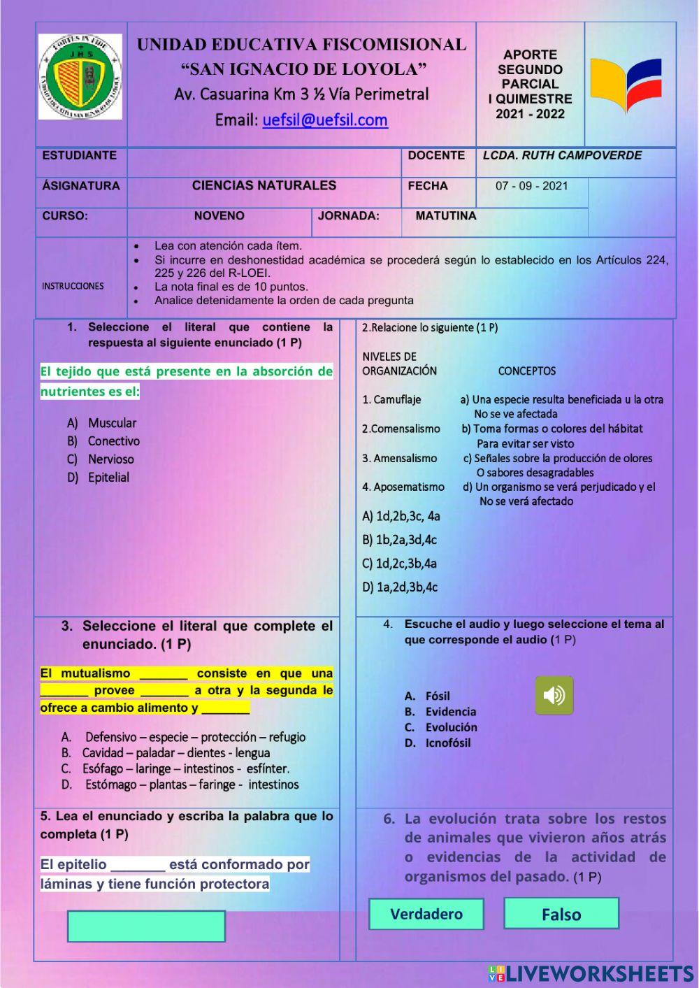 Ciencias Naturales  noveno