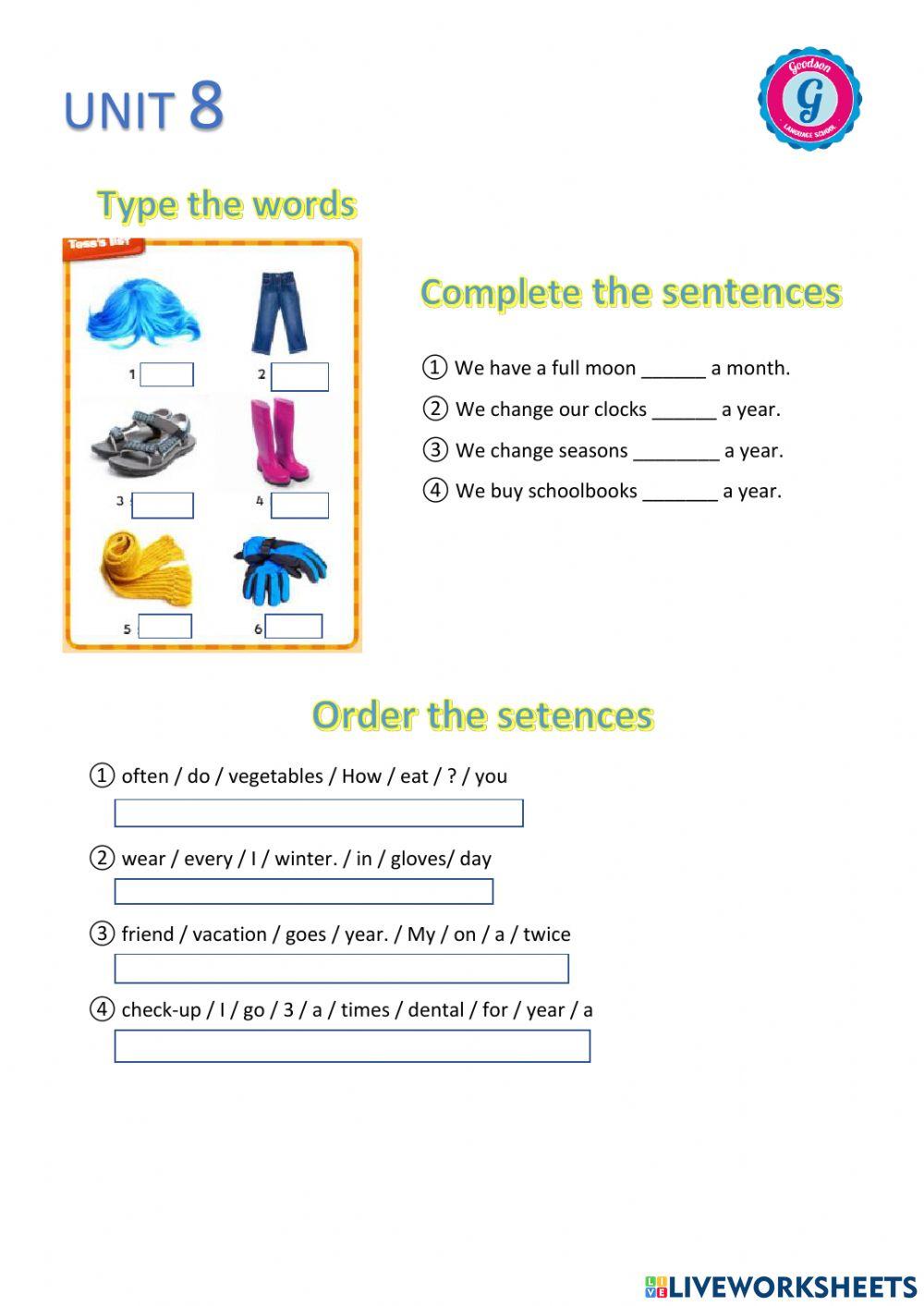 Adverbs of frequency + clothes vocabulary