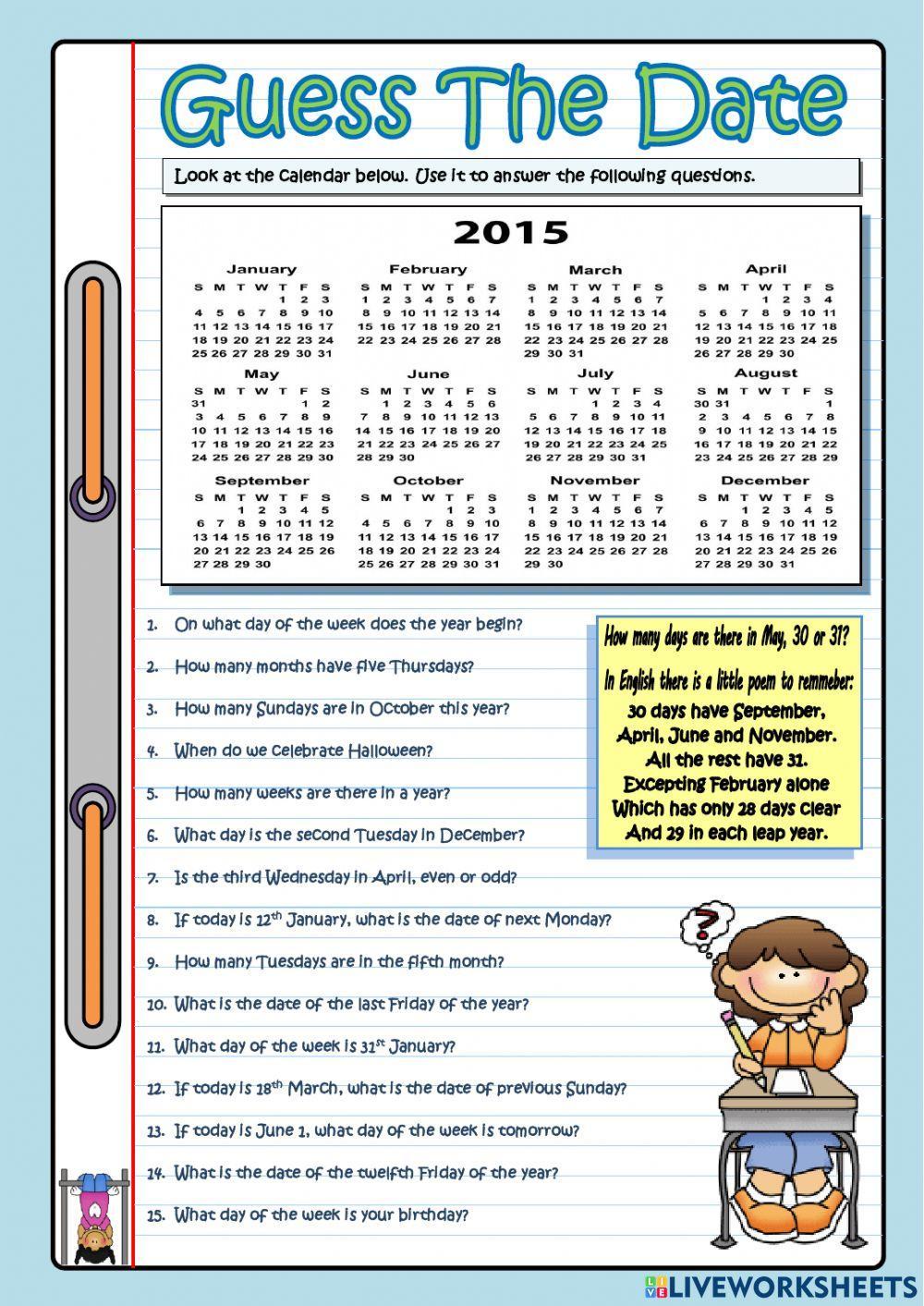 Comprehension Month of the year and dates