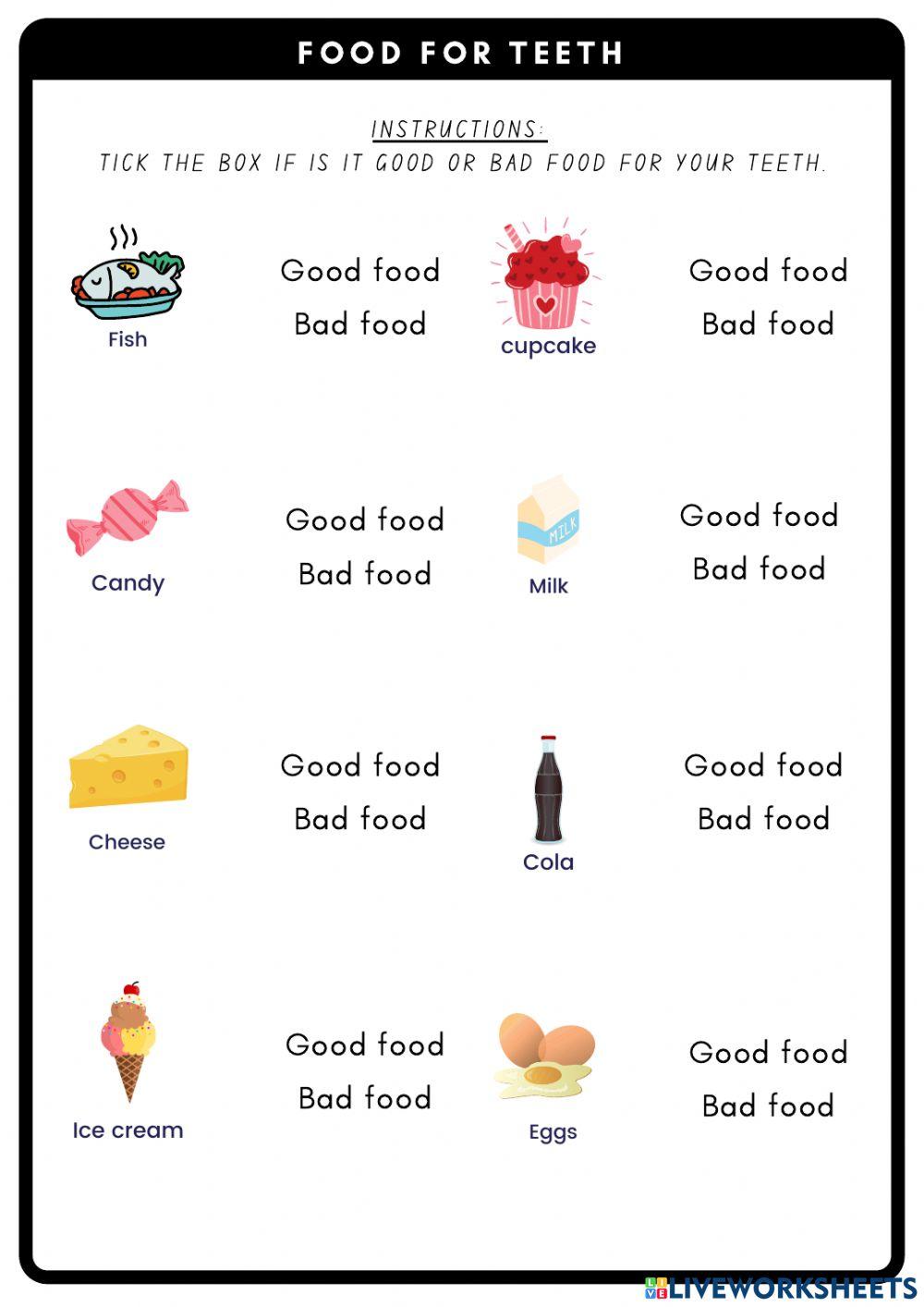 Good or bad food for your teeth