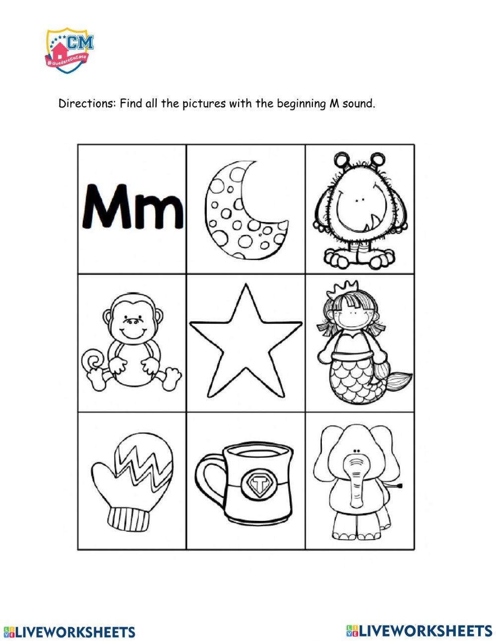 Beginning Letter M Worksheet