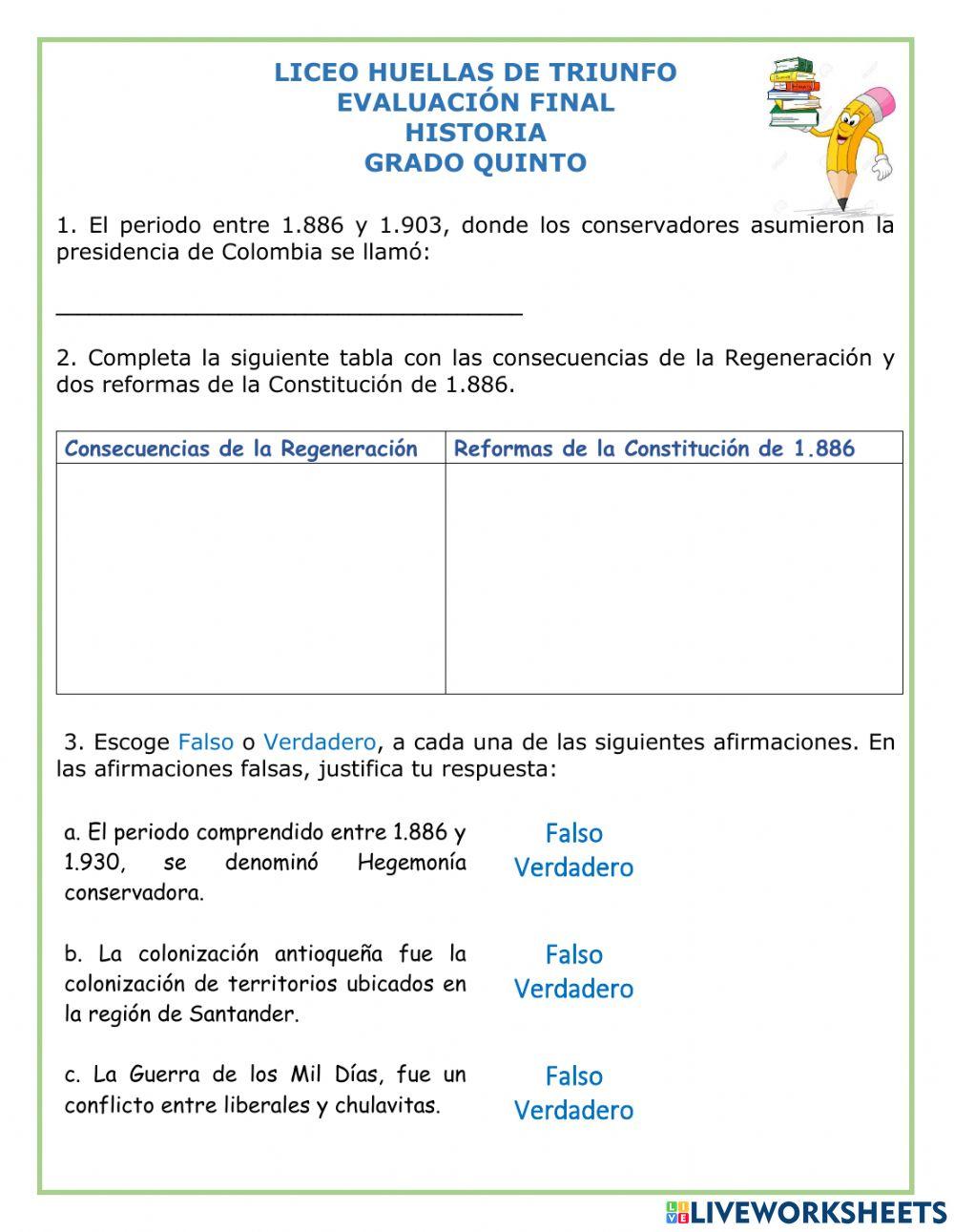 Evaluación de Historia