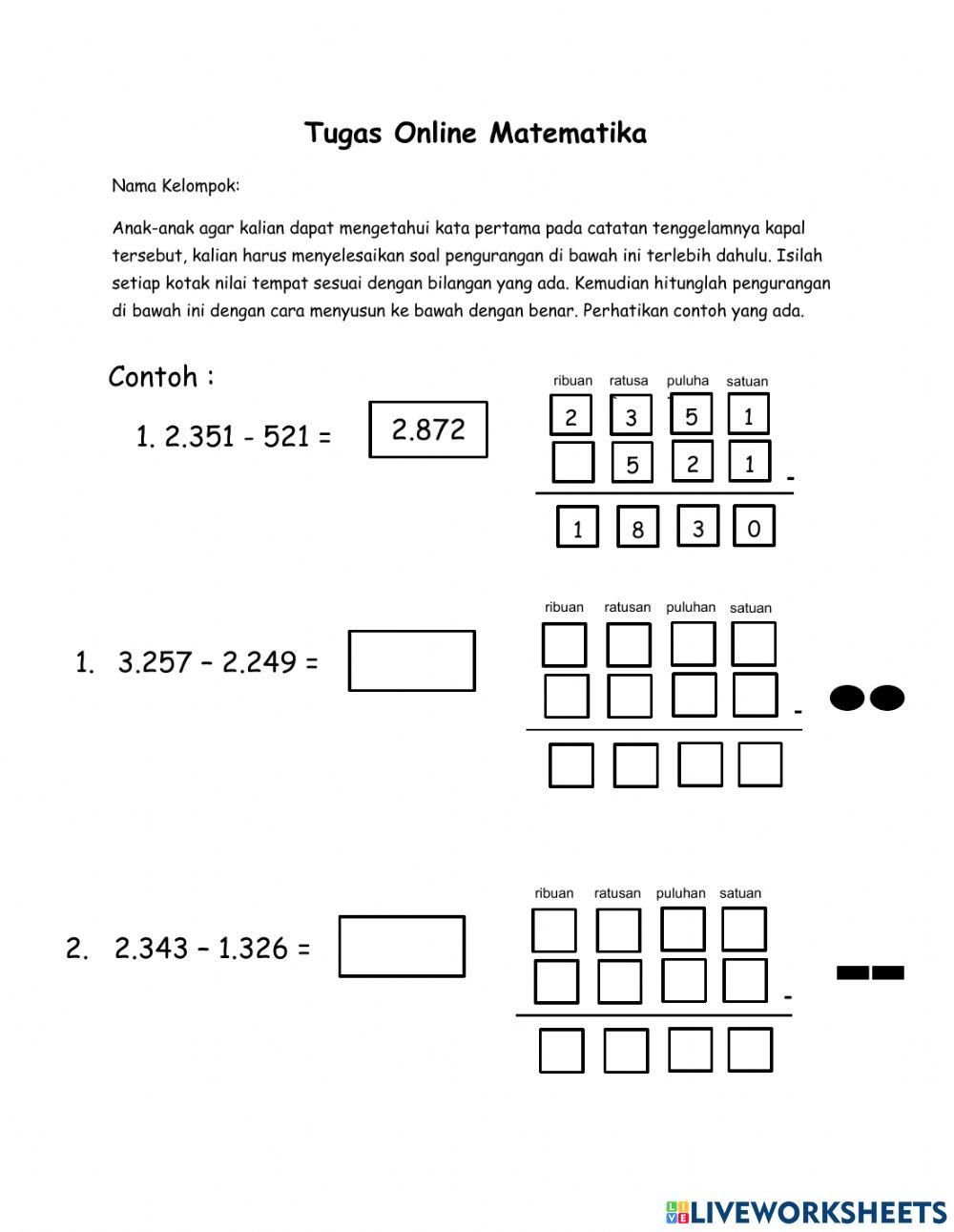 Tugas Online Matematika Rabu, 8 September 2021