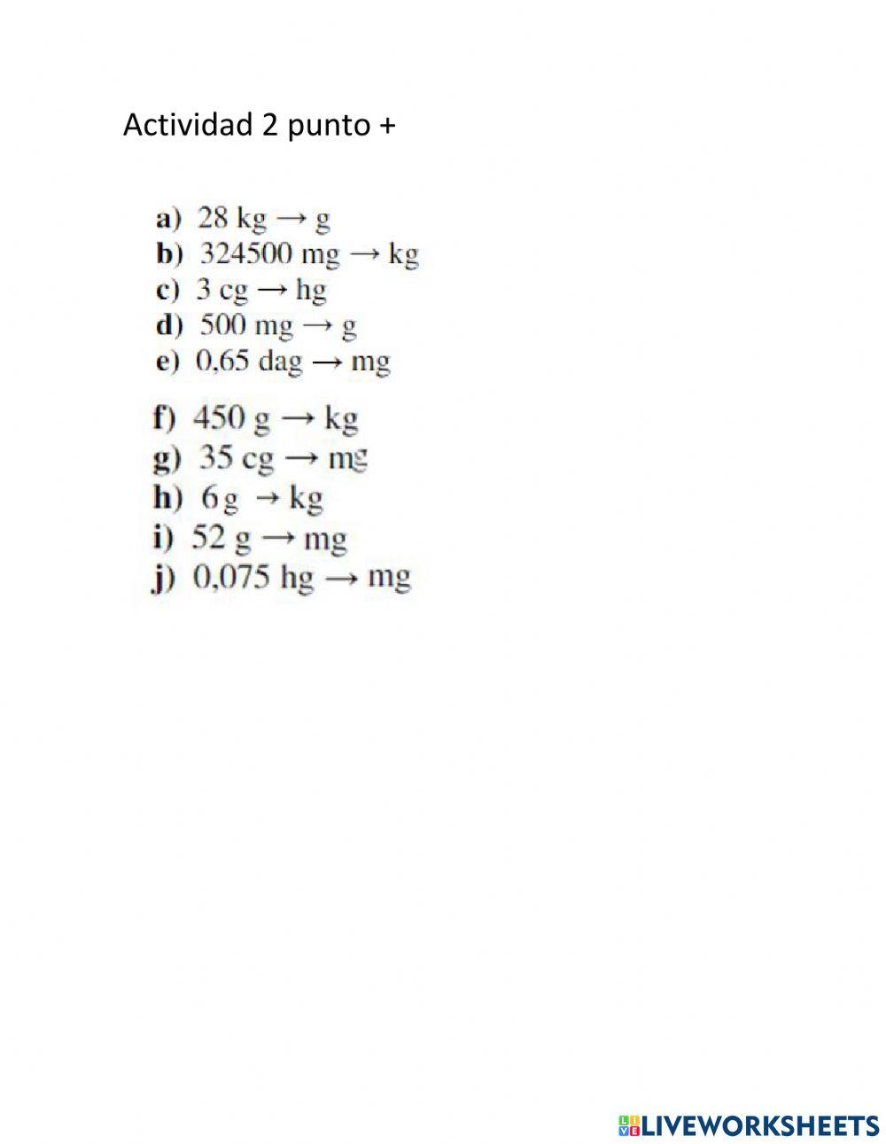 Conversiones de masa