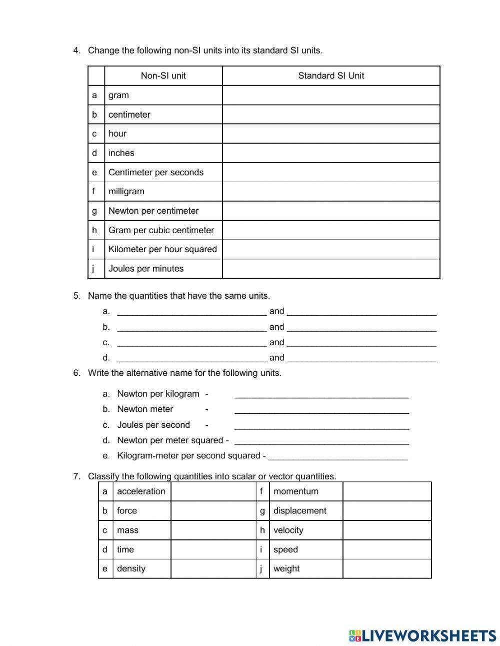 Activity 1.1 Physical Quantities