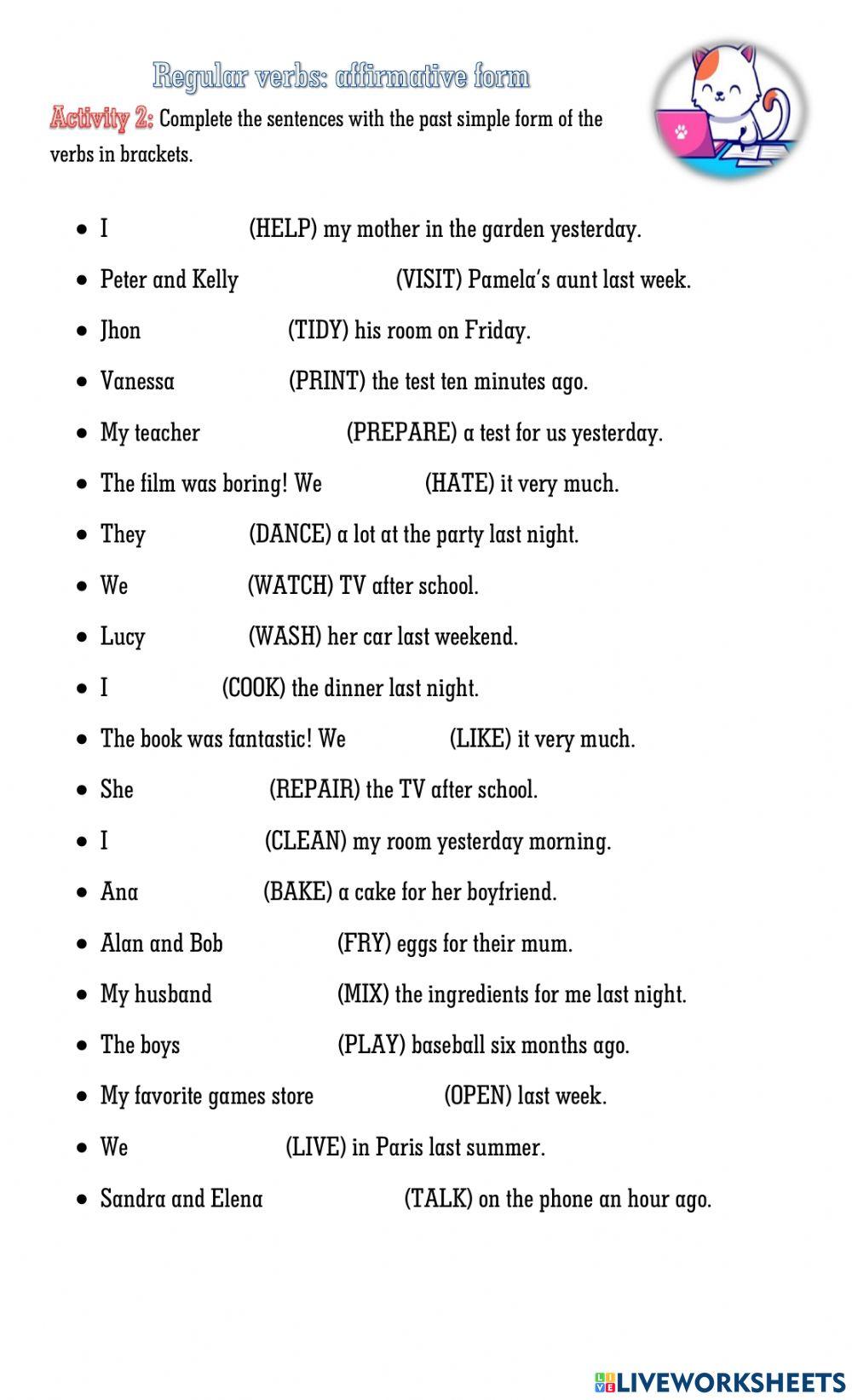 PAST TENSE- REGULAR VERBS