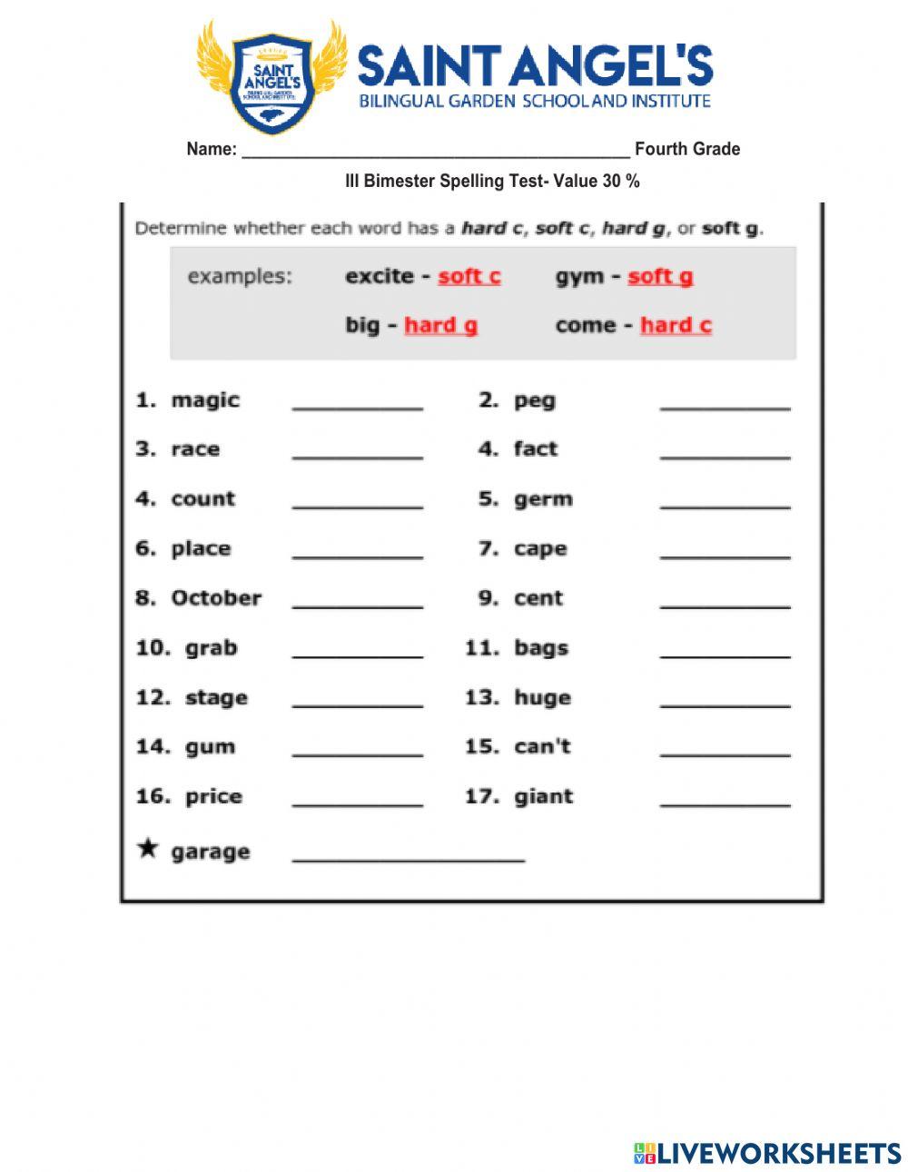 Spelling 4 test IIIq