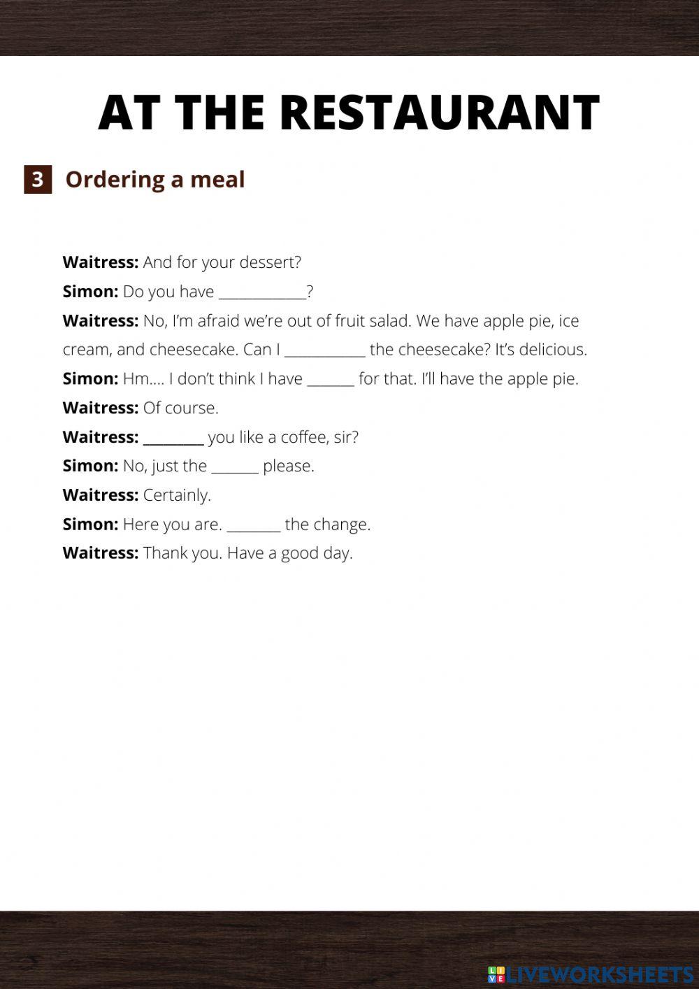 At the restaurant (Listening)