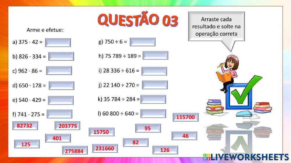 Operações com números naturais