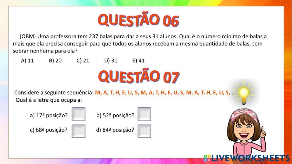 Operações com números naturais