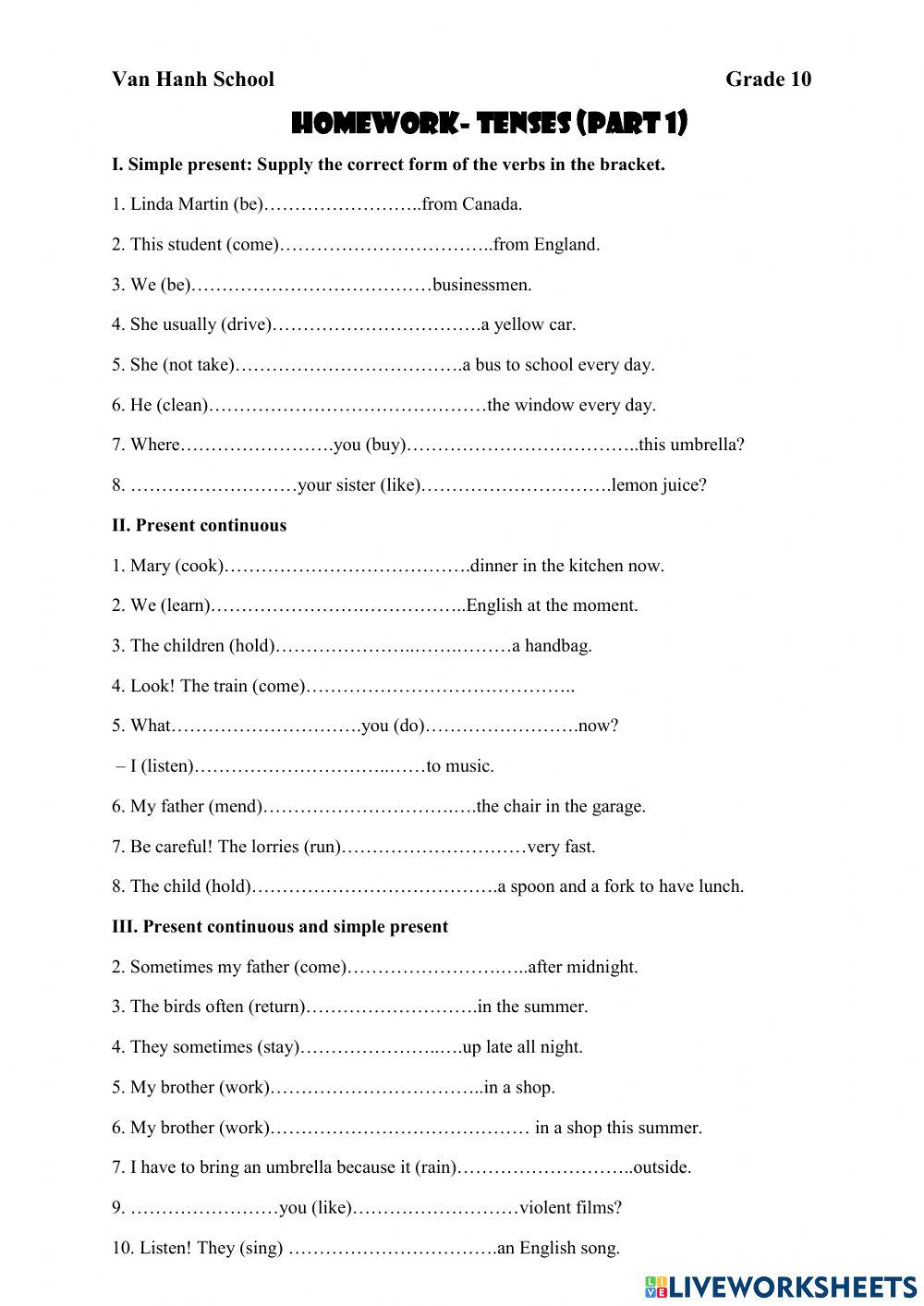 Present simple and present continuous