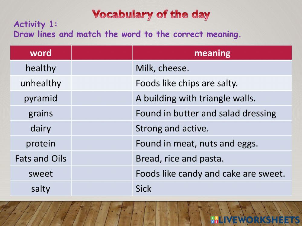 Healthy and unhealthy food