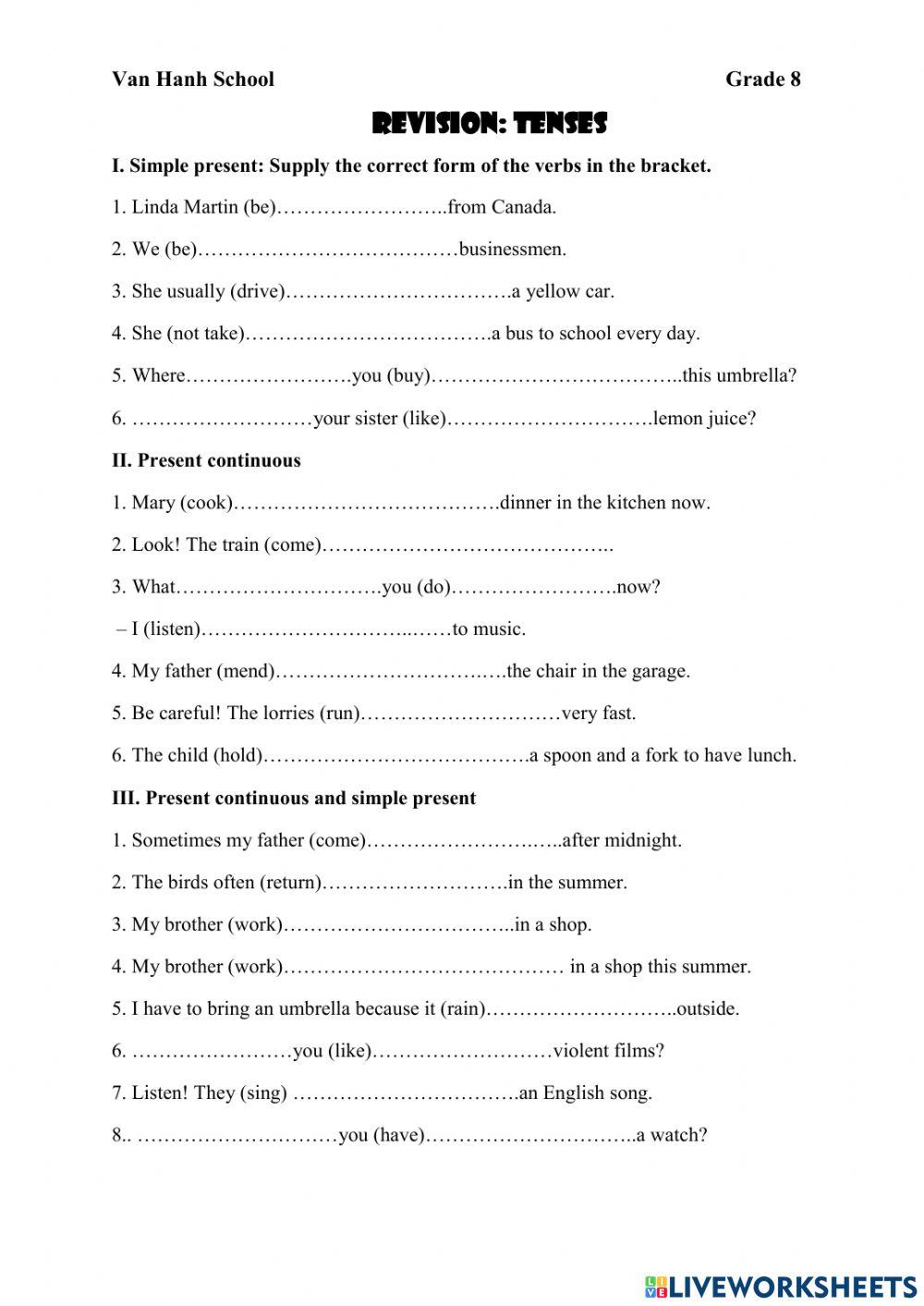 Present simple and present continuous