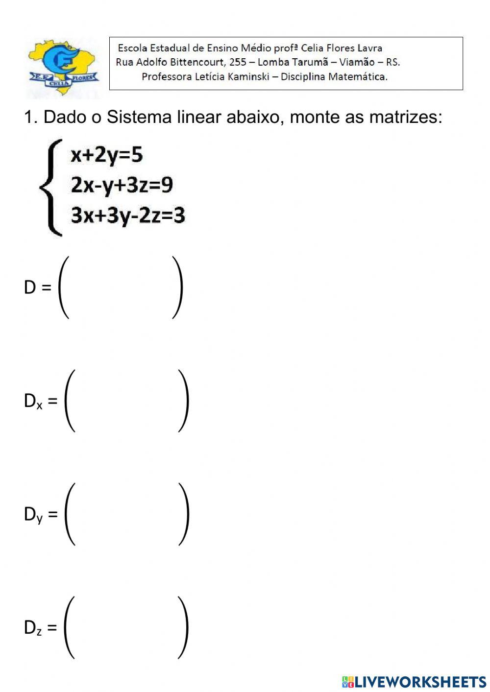 Sistema linear Sistema linear